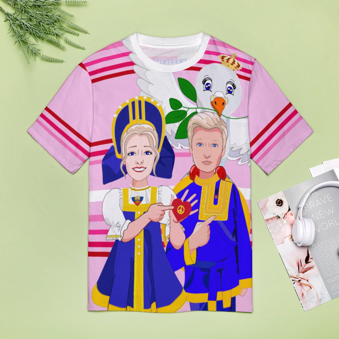 Women´s T-shirt GLOBAL FREEDOM UNITED© Couple Russia Pink1