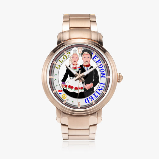 GLOBAL FREEDOM UNITED© Couple Nederland New Steel Strap Automatic Watch (With Indicators)