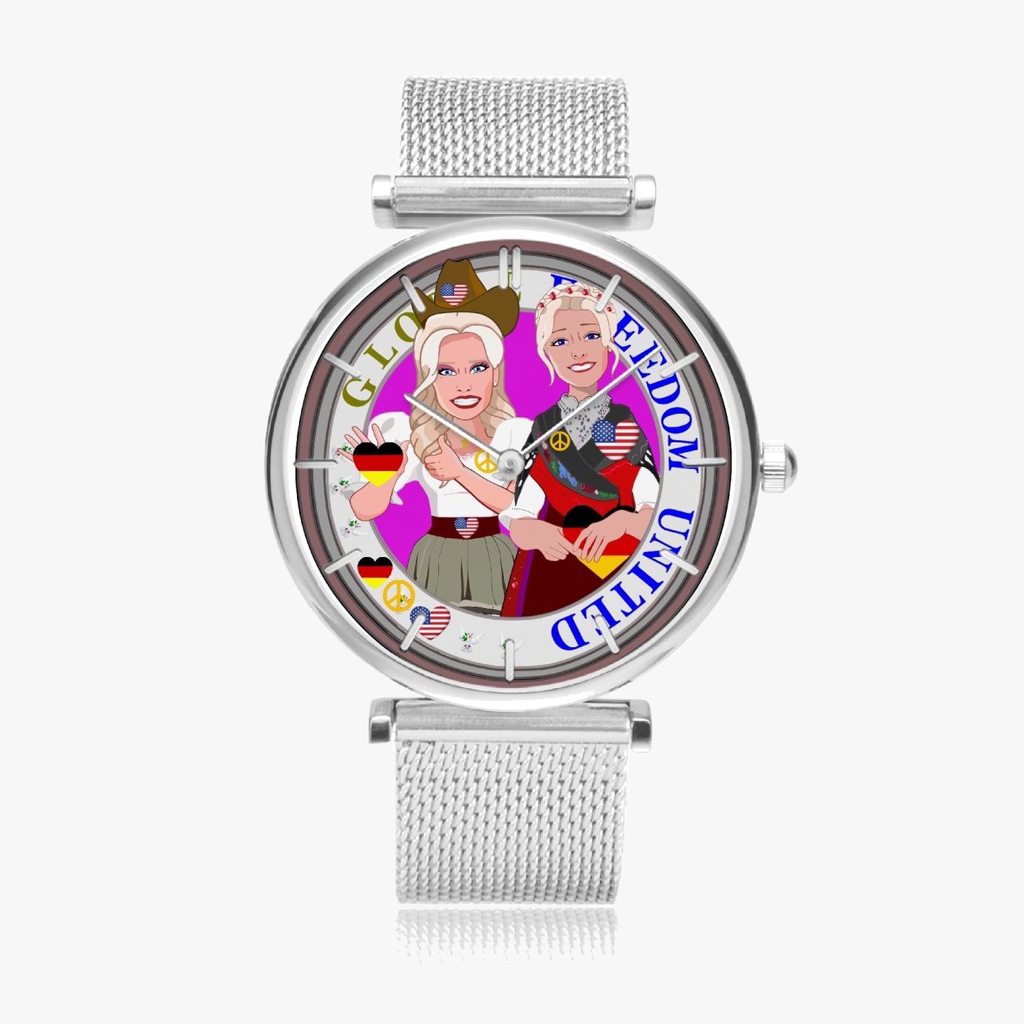 GLOBAL FREEDOM UNITED© New Stylish Ultra-Thin Quartz Watch (With Indicators) Women USA & Germany