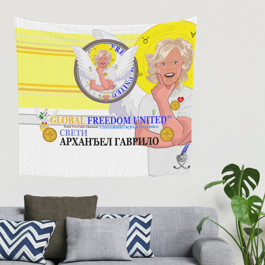 Tapestry GLOBAL FREEDOM UNITED© Archangel Gabriel Serbia  Yellow