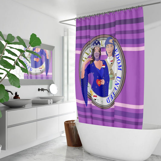GLOBAL FREEDOM UNITED© Couple Yemen Lilac - Quick-drying Shower Curtain