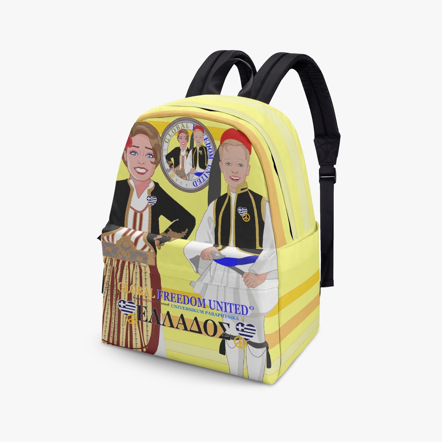 GLOBAL FREEDOM UNITED© Couple Greece Yellow - All-over-print Canvas Backpack