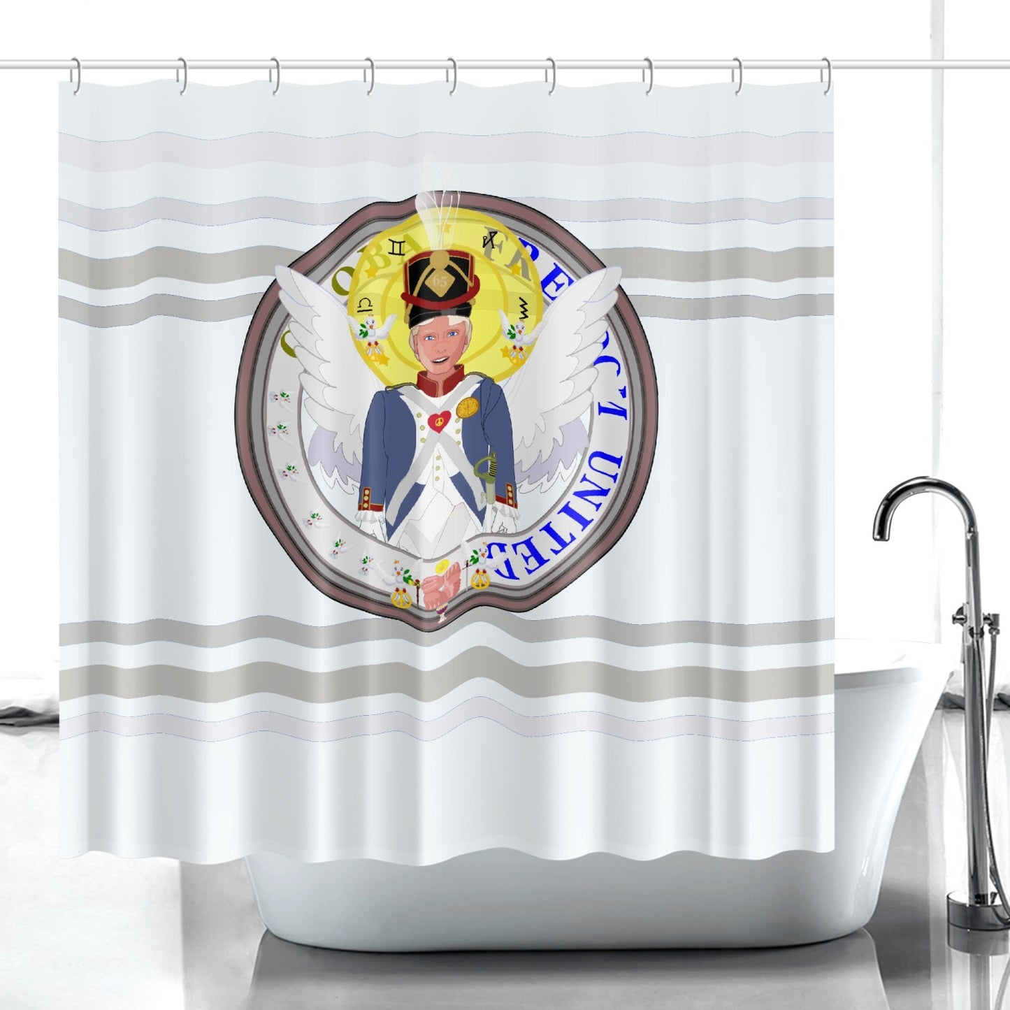 Quick-drying Shower Curtain GLOBAL FREEDOM UNITED© Archangel Michael Version 3 Wight