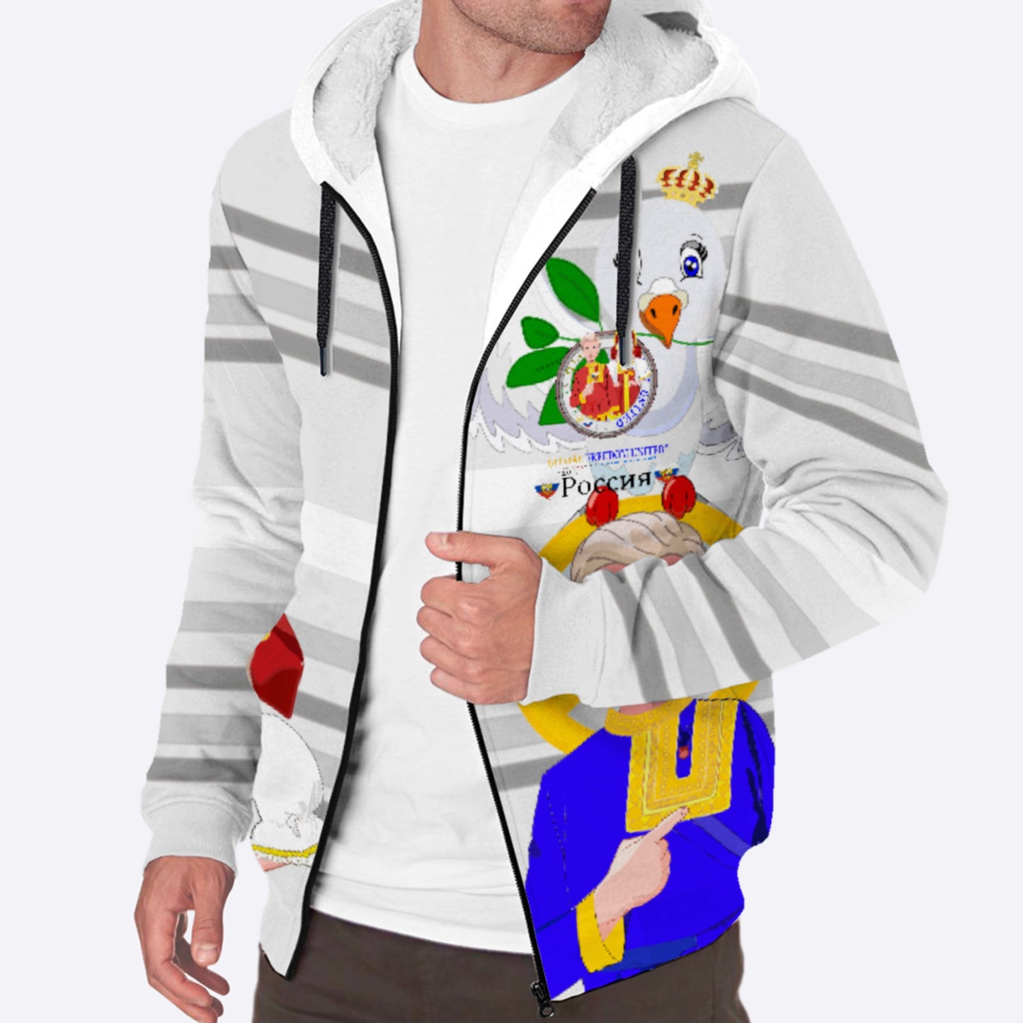 Plush Hoodie GLOBAL FREEDOM UNITED© Couple Russia Grey