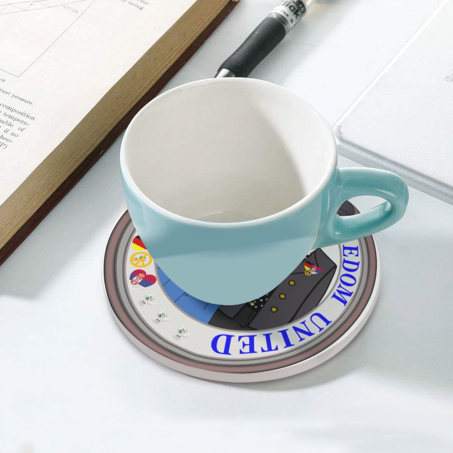 Ceramic Coasters GLOBAL FREEDOM UNITED© Men Serbia & Germany V2