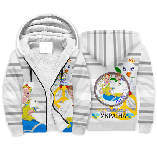 Plush Hoodie GLOBAL FREEDOM UNITED© Couple Ukrain Grey