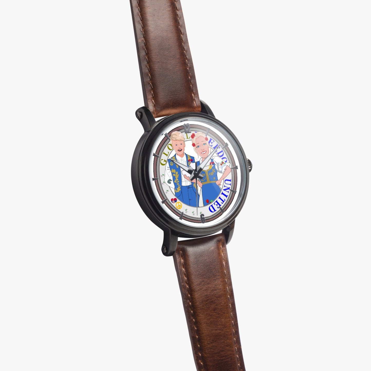 46mm Unisex Automatic Watch(Black) GLOBAL FREEDOM UNITED COUPLE EDITION SERBIA BLUE