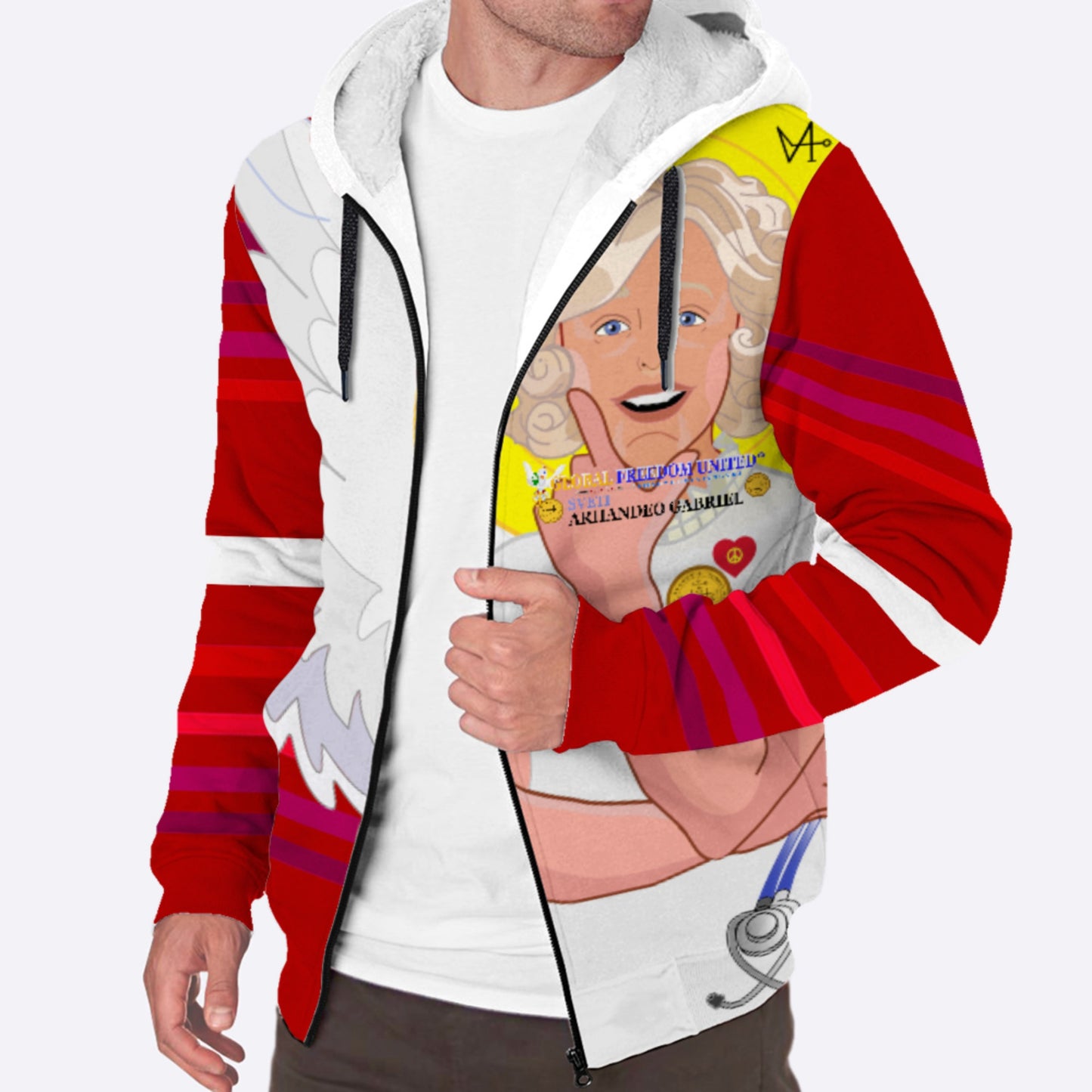 Plush Hoodie GLOBAL FREEDOM UNITED© Archangel Gabriel Croatia  Red