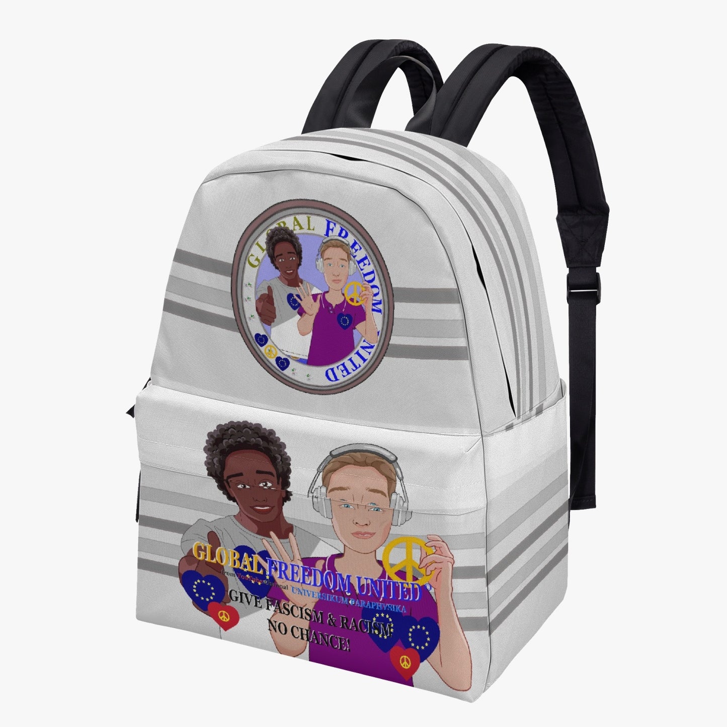 GLOBAL FREEDOM UNITED© Men Anti Fascism & Racism EU GREY EUROPE  All-over-print Canvas Backpack