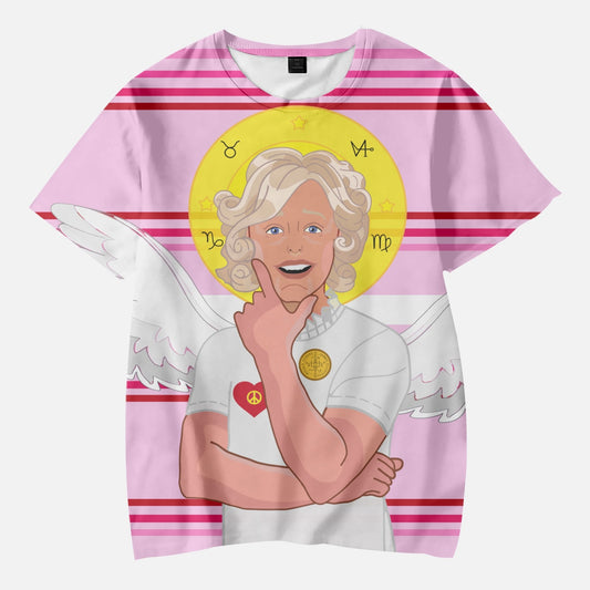 AOP Kids' Short T-Shirts GLOBAL FREEDOM UNITED© ARCHANGEL GABRIEL GERMAN PINK2