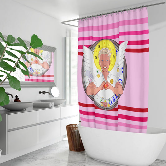 Quick-drying Shower Curtain GLOBAL FREEDOM UNITED© Archangel Rafael Pink1