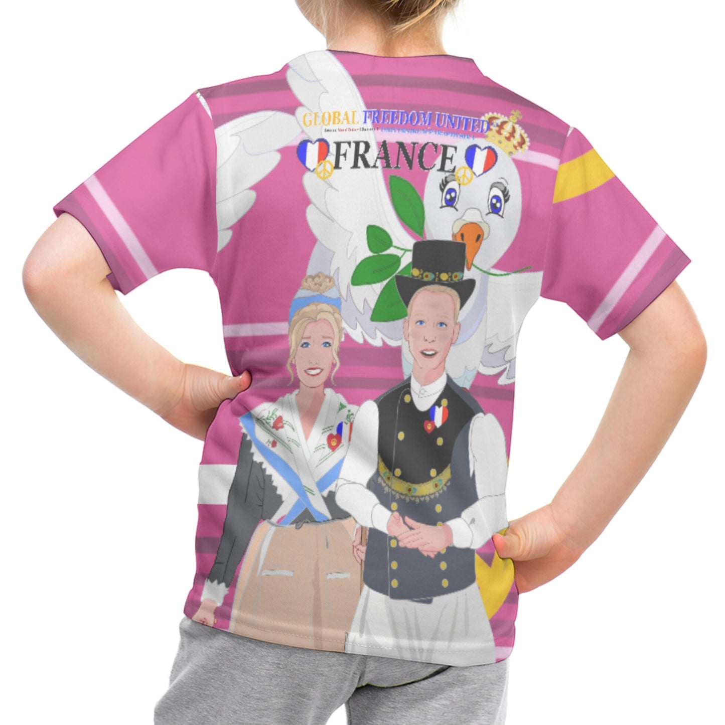 Kit´s T-shirt GLOBAL FREEDOM UNITED© Couple French Pink2