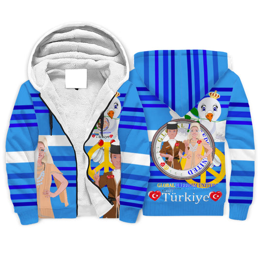 Plush Hoodie GLOBAL FREEDOM UNITED© Couple Turkey Deep Blue