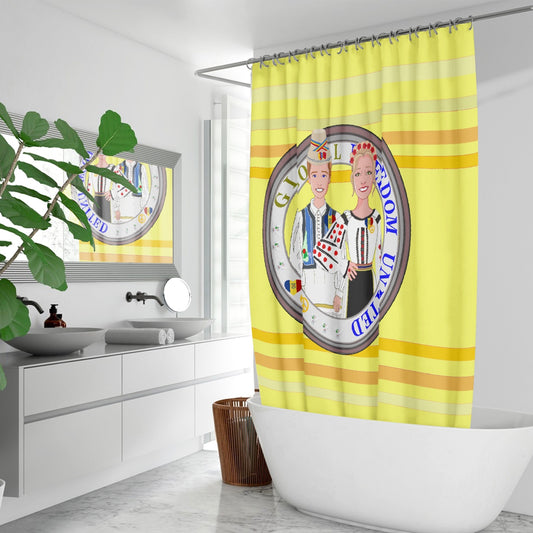 GLOBAL FREEDOM UNITED© Couple Romania Yellow - Quick-drying Shower Curtain