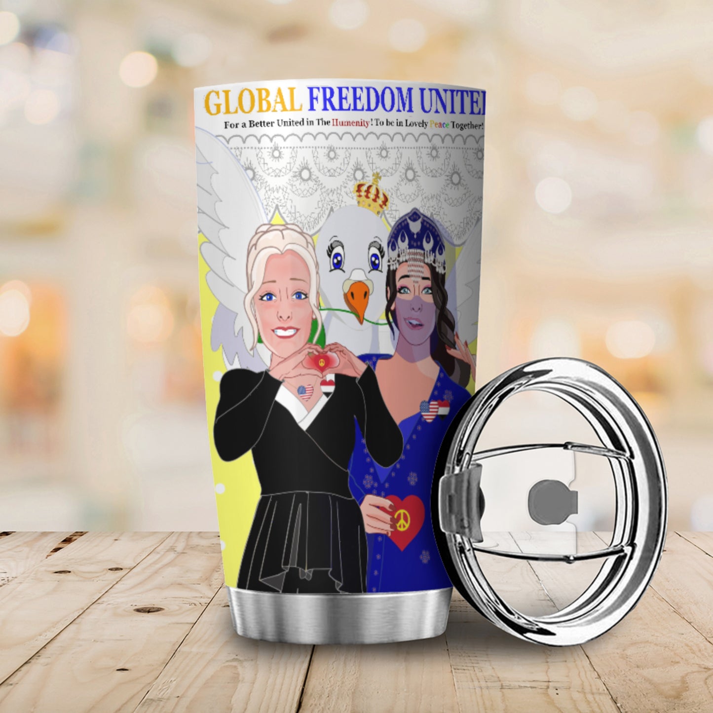 Tumbler GLOBAL FREEDOM UNITED© Women Yemen & USA Yellow