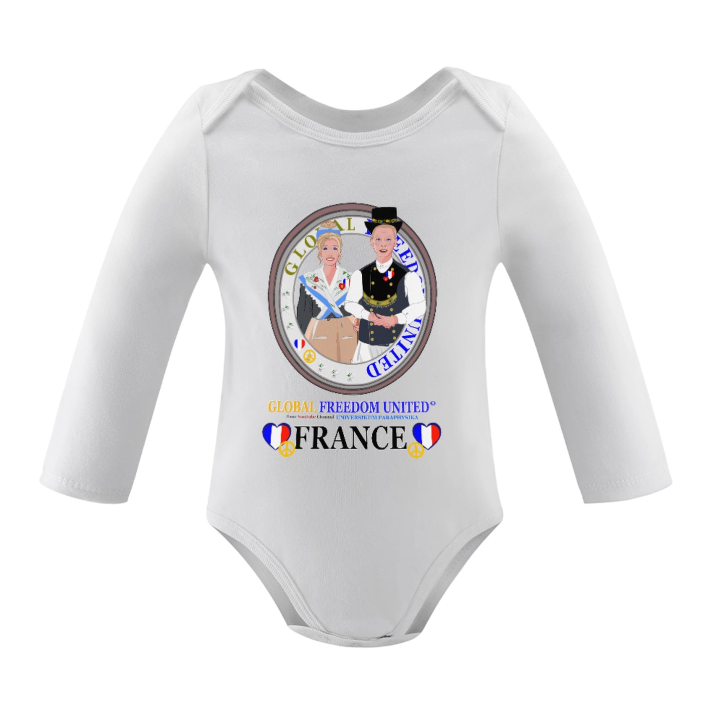 Baby Long-sleeve Bodysuit GLOBAL FREEDOM UNITED© Couple French V2
