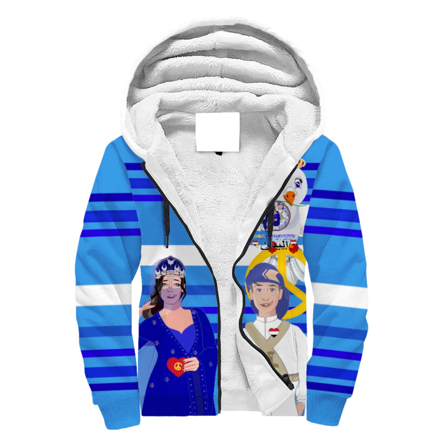 Plush Hoodie GLOBAL FREEDOM UNITED© Couple Yemen Deep Blue