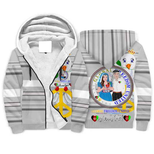Plush Hoodie GLOBAL FREEDOM UNITED© Couple Afghanistan Grey