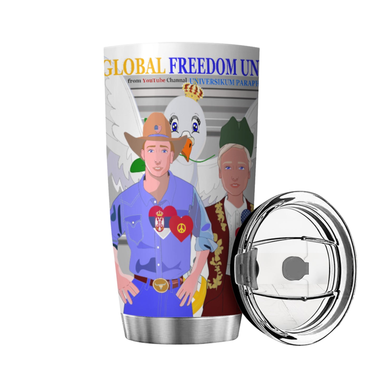 Tumbler GLOBAL FREEDOM UNITED© Men Serbia & USA Grey