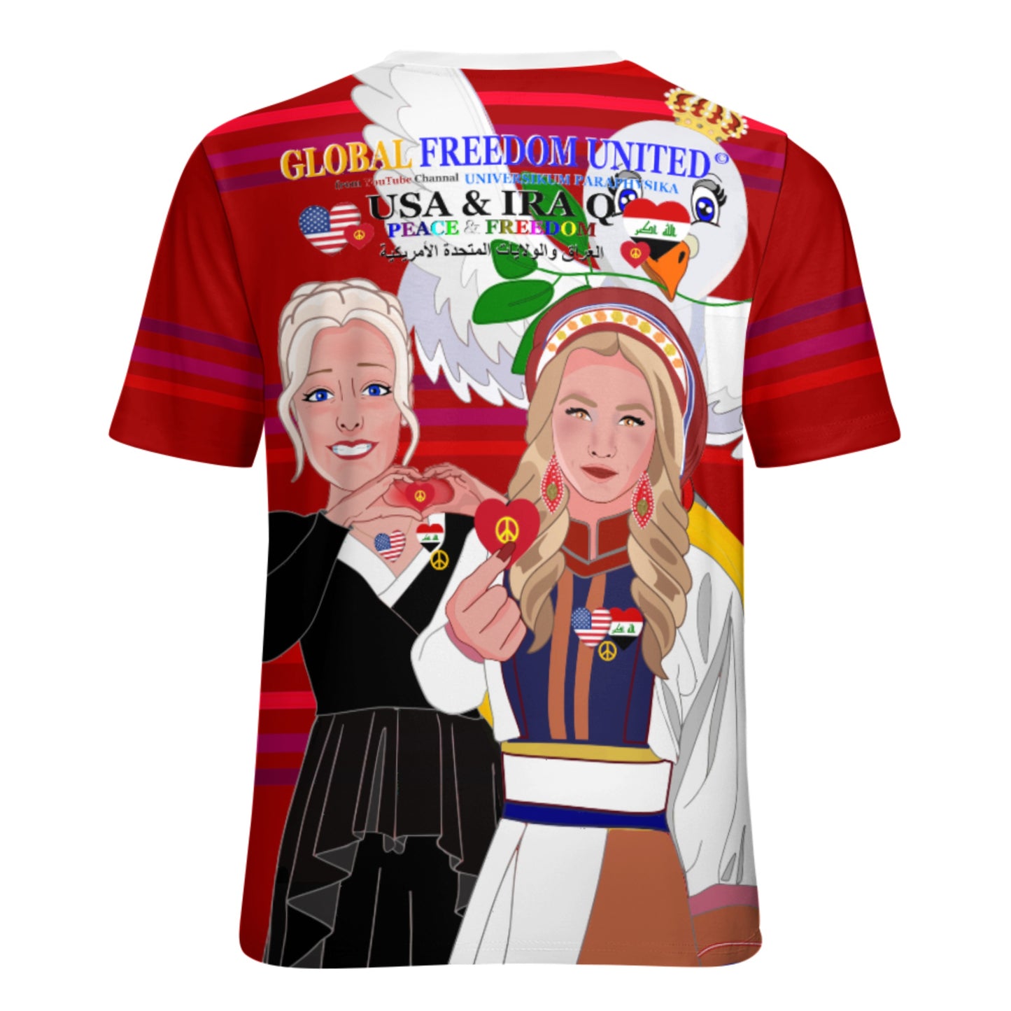 Women´s T-Shirt 3 GLOBAL FREEDOM UNITED© Women Iraq & USA Red