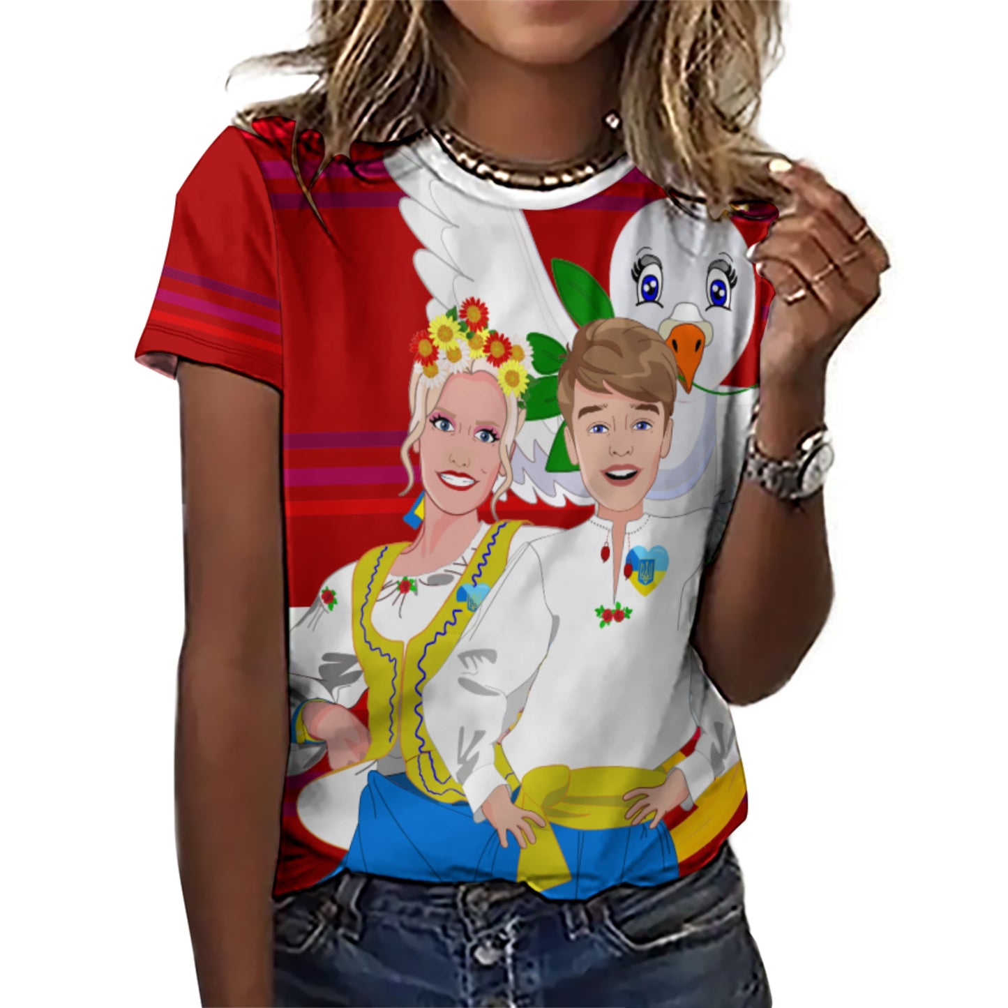 Women´s T-shirt GLOBAL FREEDOM UNITED© Couple Ukrain Red