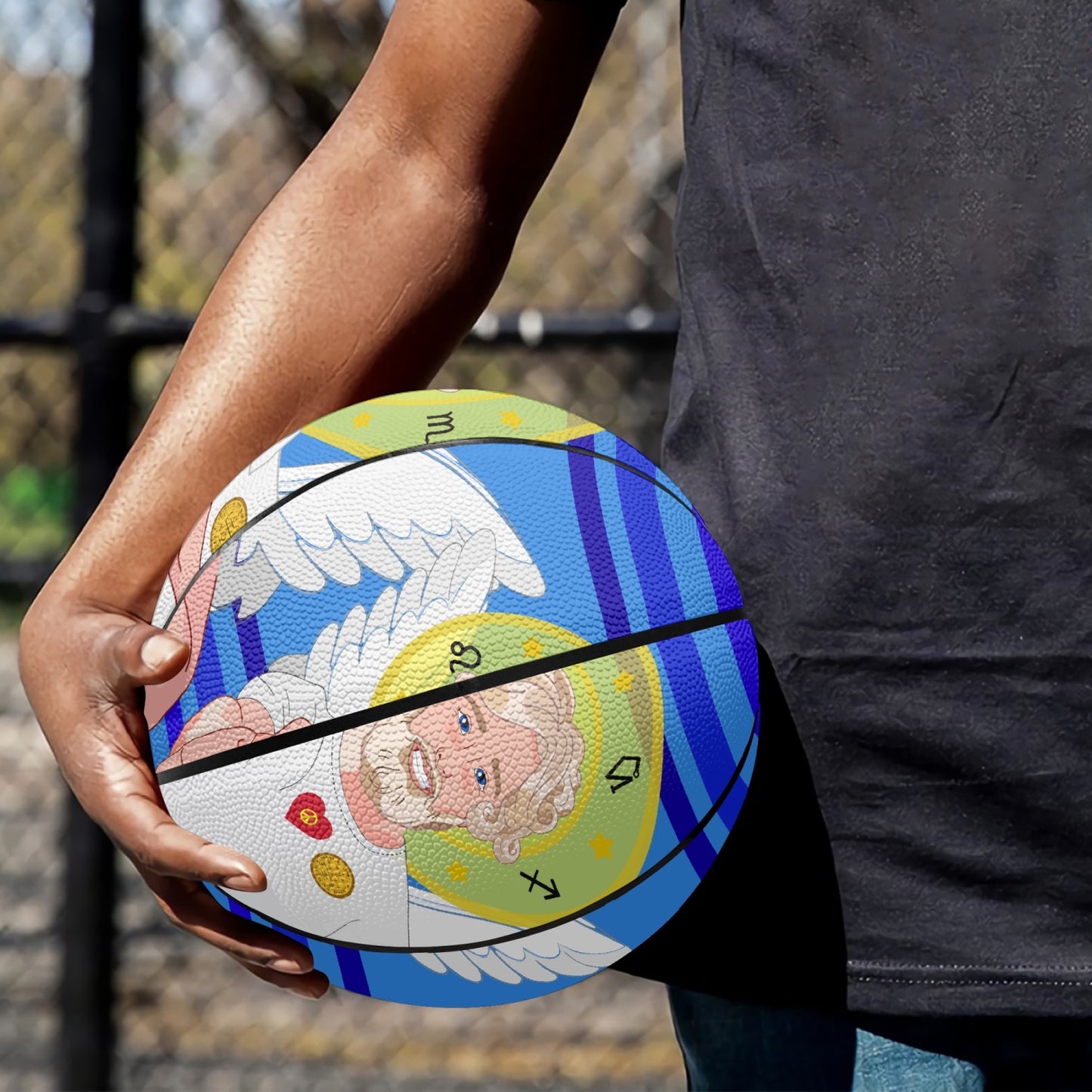 Basketball - Eight - Panel Printed GLOBAL FREEDOM UNITED© 4 ARCHANGELS DEEP BLUE