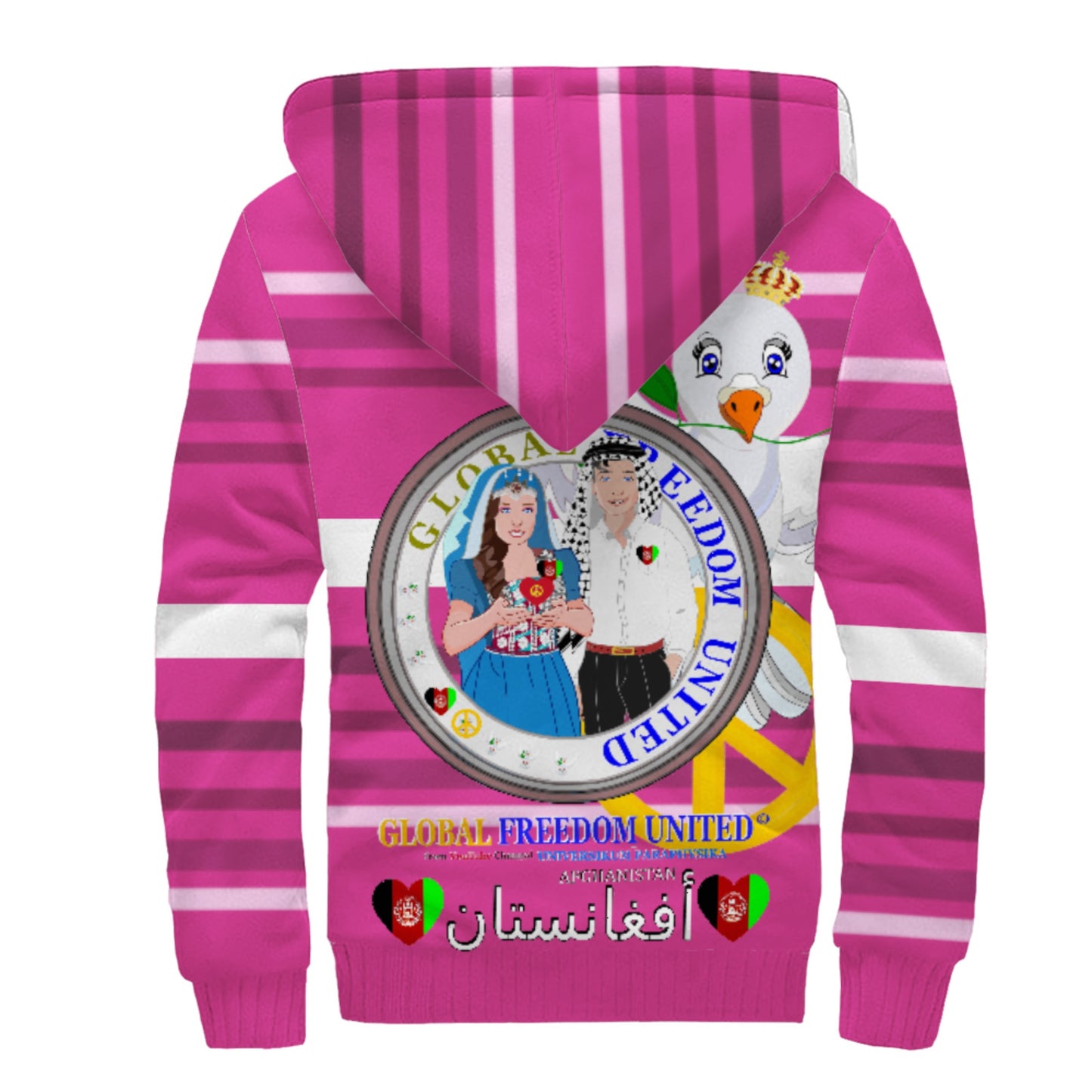 Plush Hoodie GLOBAL FREEDOM UNITED© Couple Afghanistan Pink 2