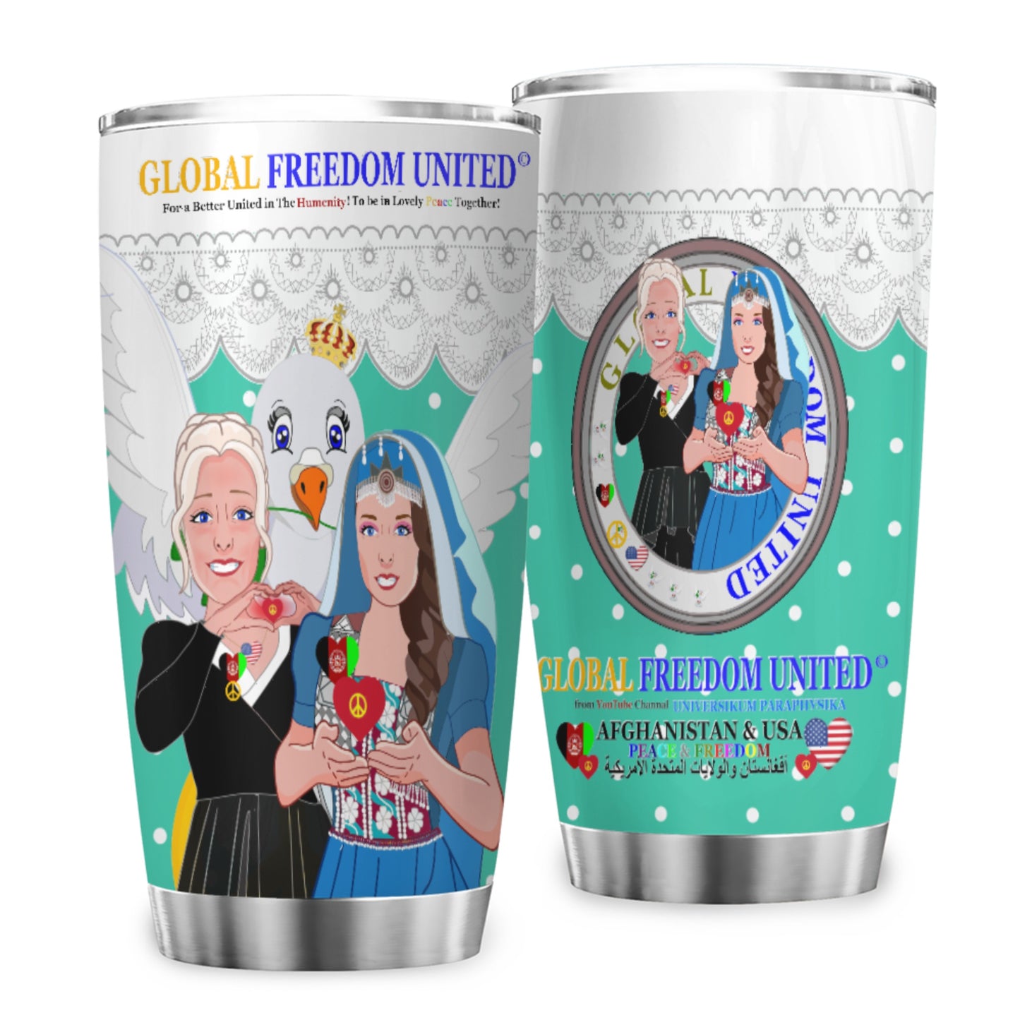 Tumbler GLOBAL FREEDOM UNITED© Women Afghanistan & USA Green
