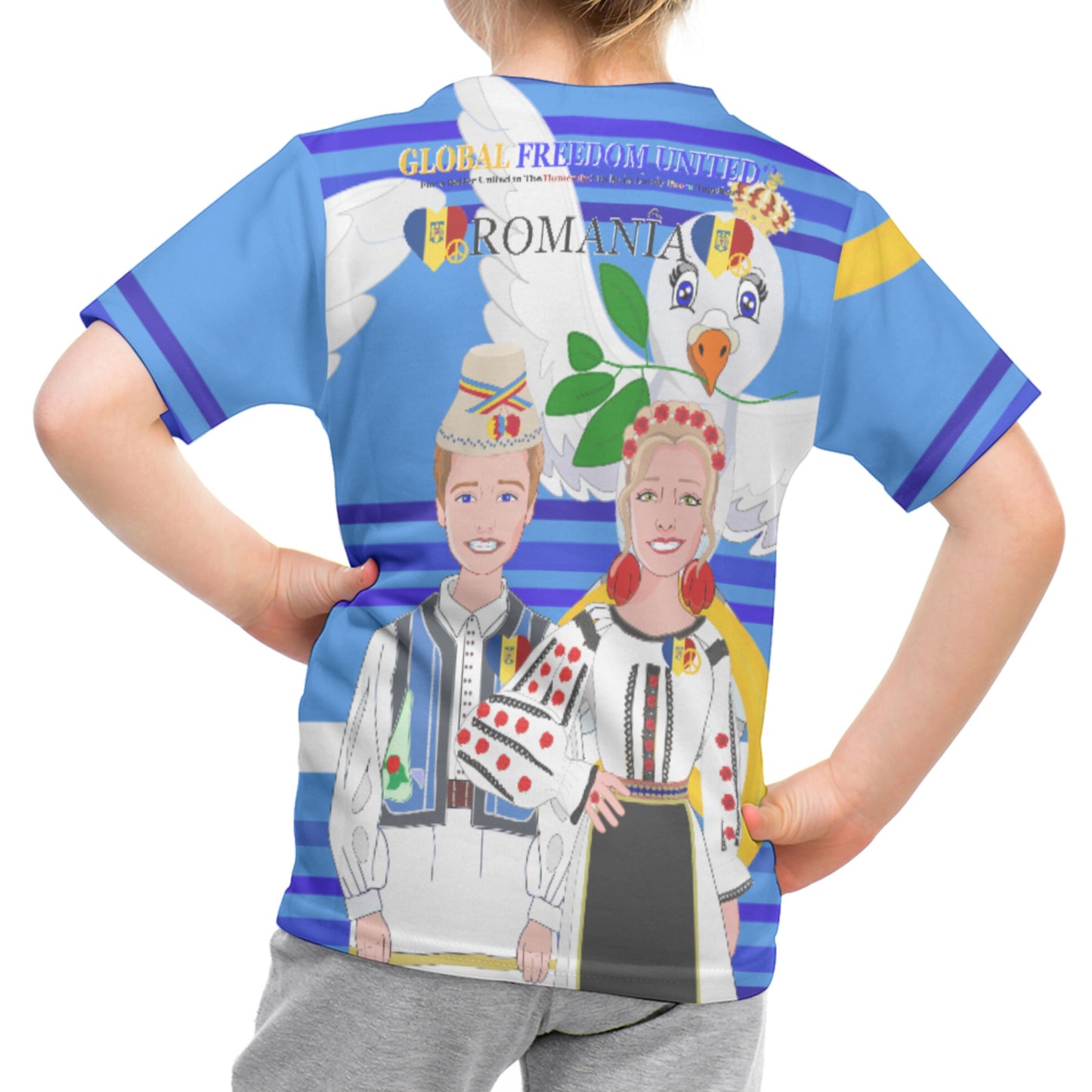 Kid´s T-shirt GLOBAL FREEDOM UNITED© Couple Romania Deep Blue