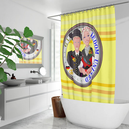 GLOBAL FREEDOM UNITED© Couple Germany V1 Yellow - Quick-drying Shower Curtain