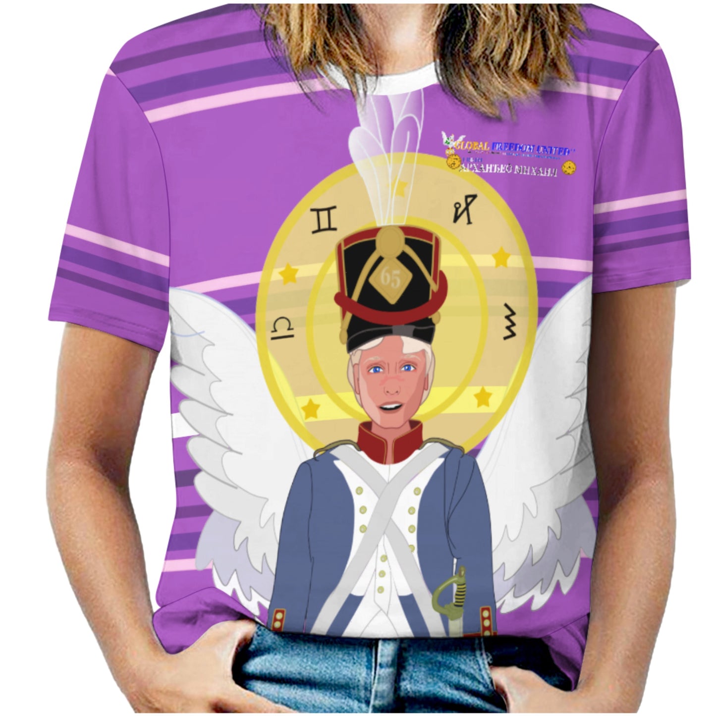Women´s T-shirt  GLOBAL FREEDOM UNITED© Archangel Michael Serbia V3 Lilac