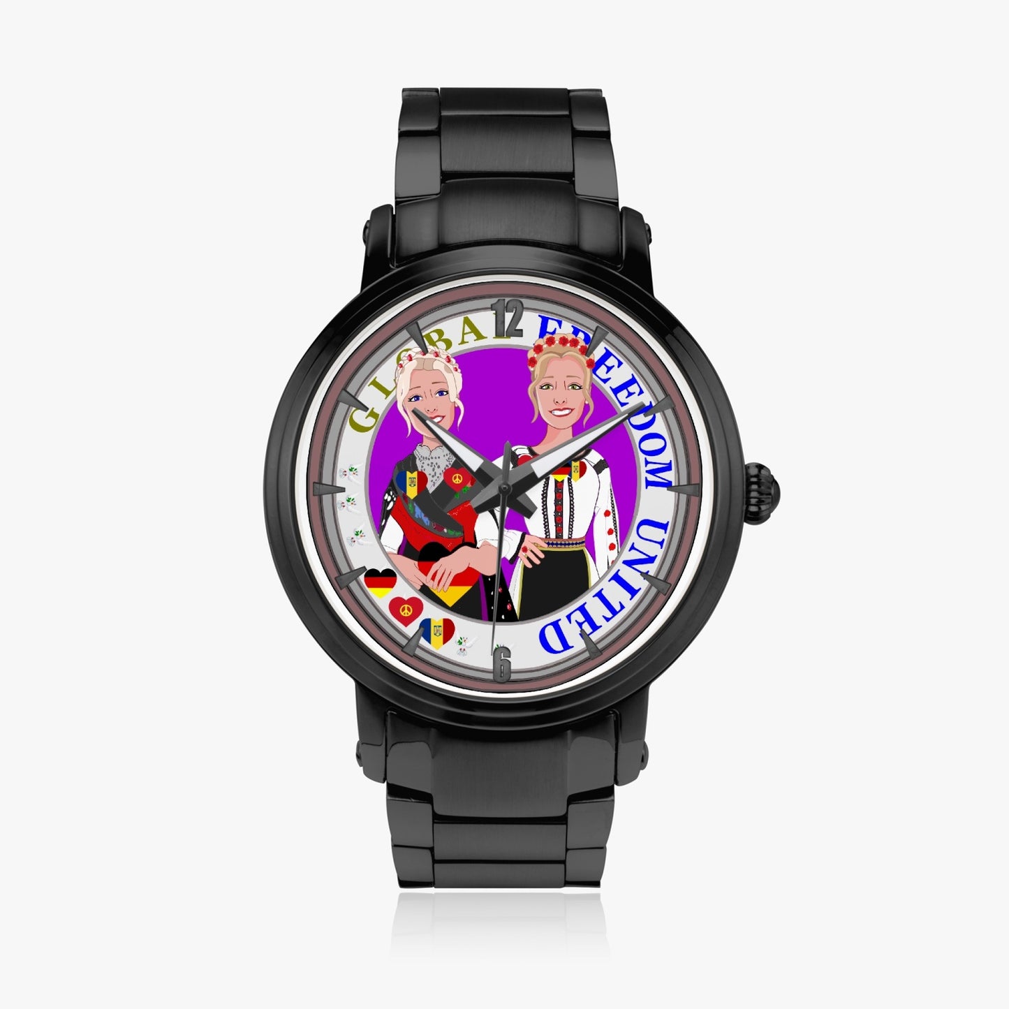 New Steel Strap Automatic Watch (With Indicators) GLOBAL FREEDOM UNITED WOMEN ROMANIA & GERMANY