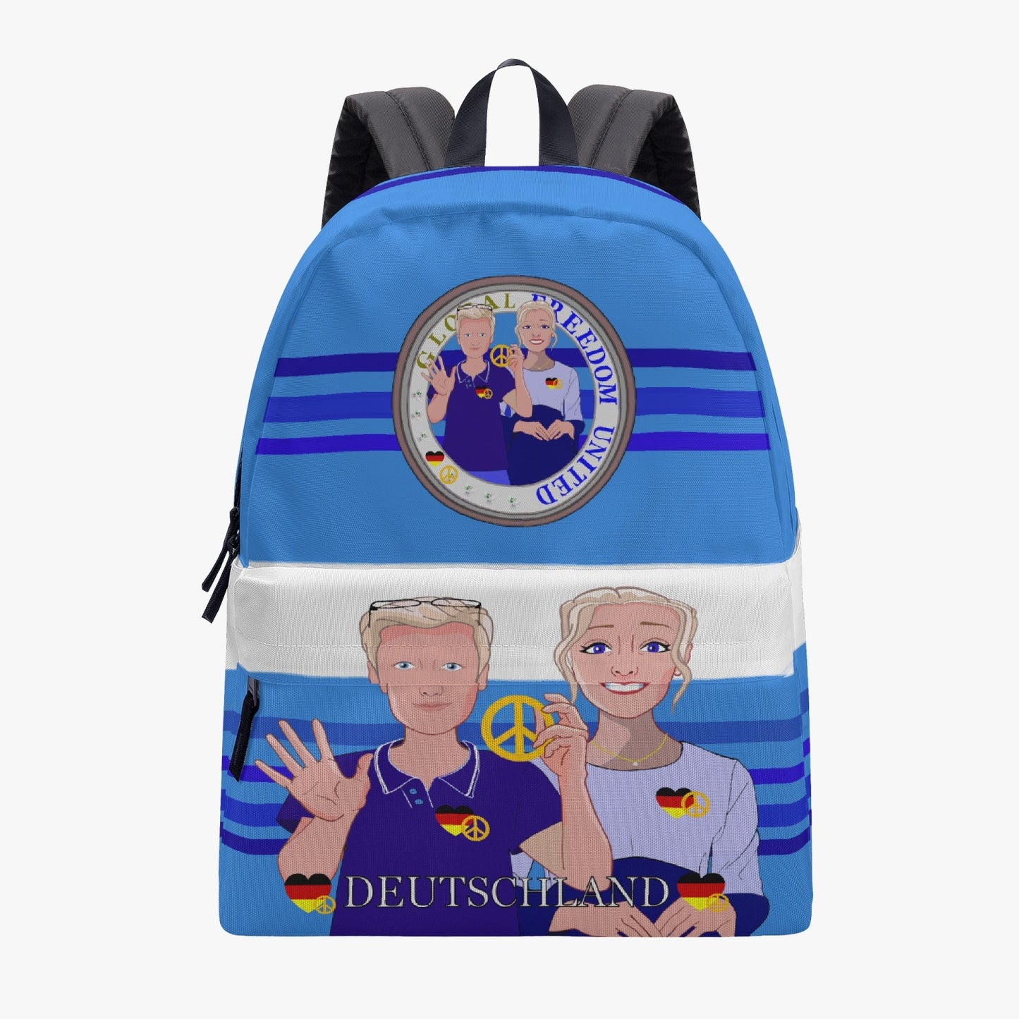 All-over-print Canvas Backpack GLOBAL FREEDOM UNITED COUPLE EDITION GERMANY V2 DEEP BLUE