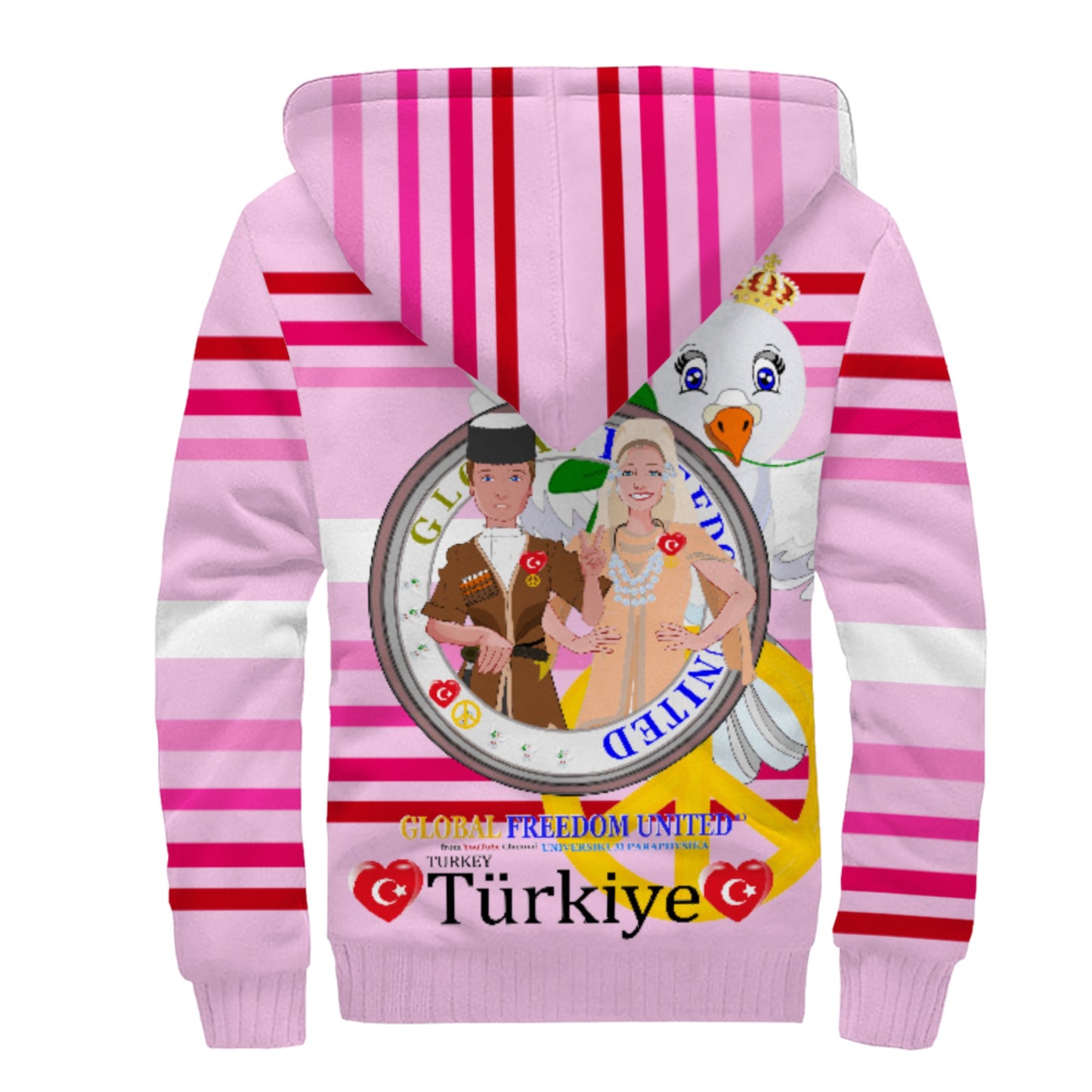 Plush Hoodie GLOBAL FREEDOM UNITED© Couple Turkey Pink1