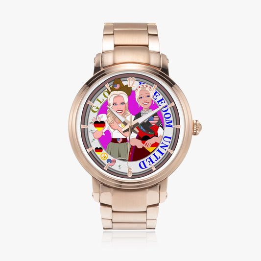 New Steel Strap Automatic Watch (With Indicators) GLOBAL FREEDOM UNITED USA & GERMANY