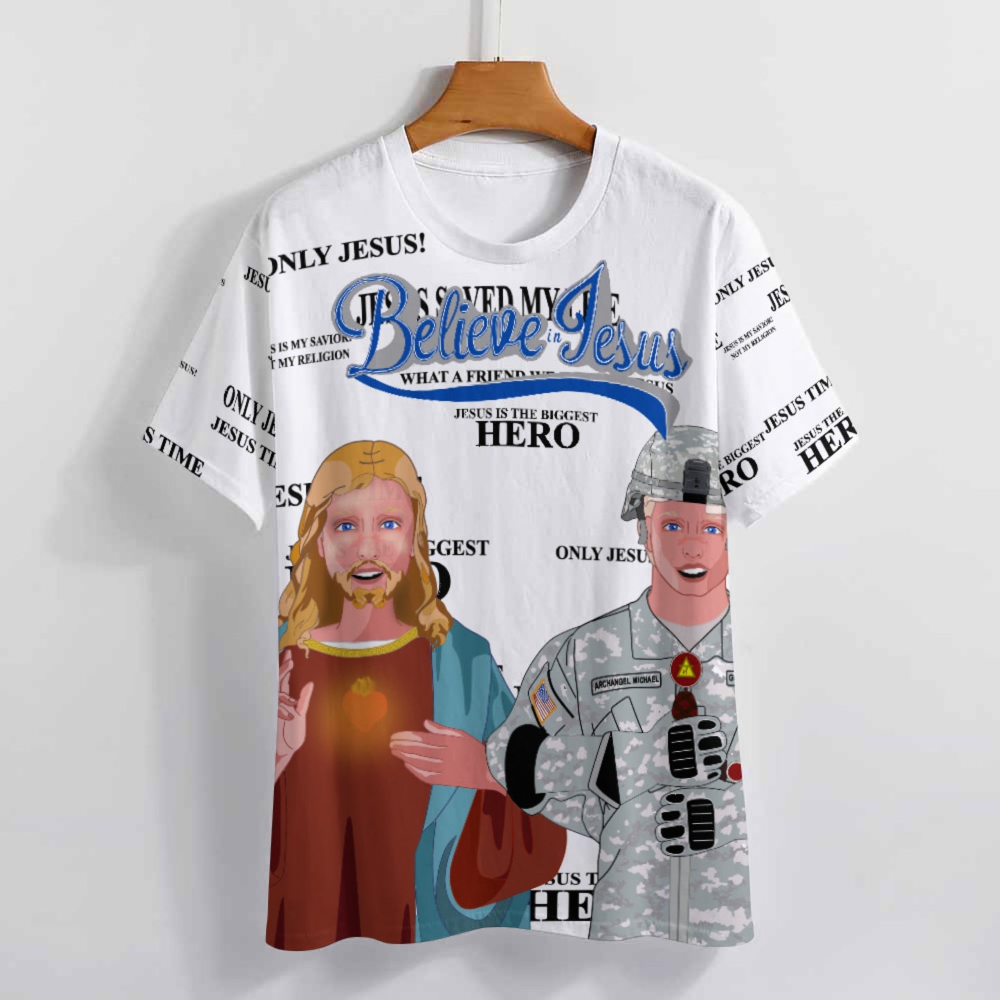 Women´s T-shirt Wight GLOBAL FREEDOM UNITED© Jesus Is A Hero Veteran For US American Soldiers