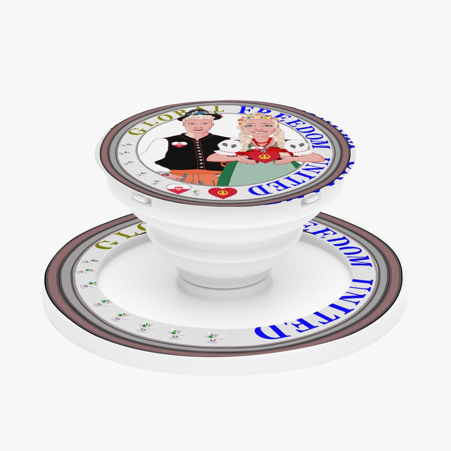 GLOBAL FREEDOM UNITED© Couple Poland Magnetic Collapsible Grip And Stand