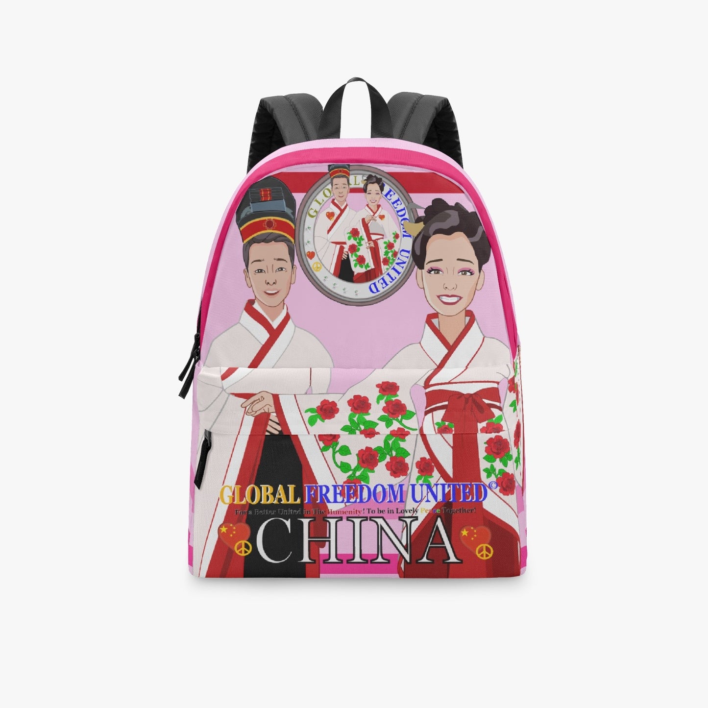 GLOBAL FREEDOM UNITED© Couple China Pink1 - All-over-print Canvas Backpack