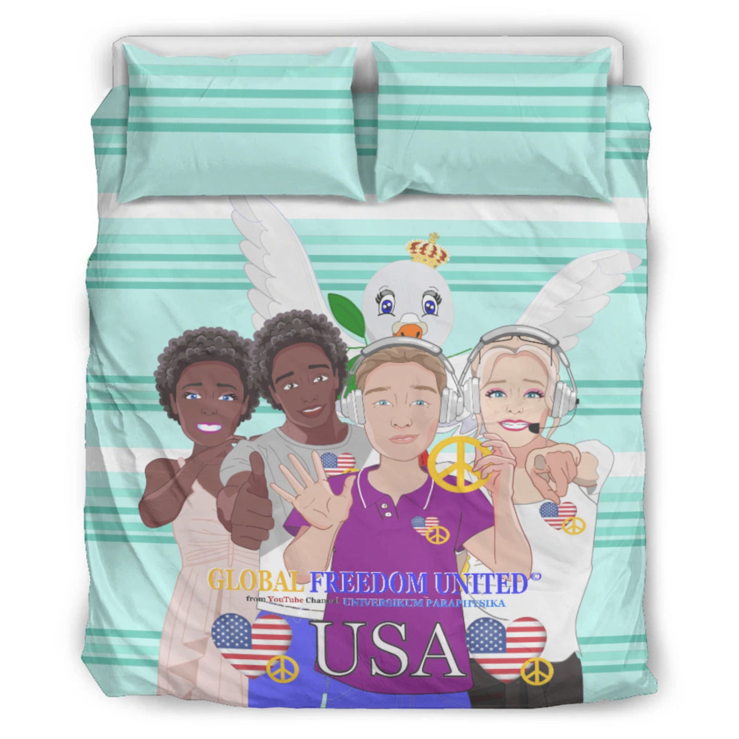 Bed Line GLOBAL FREEDOM UNITED© Couple USA Light Green