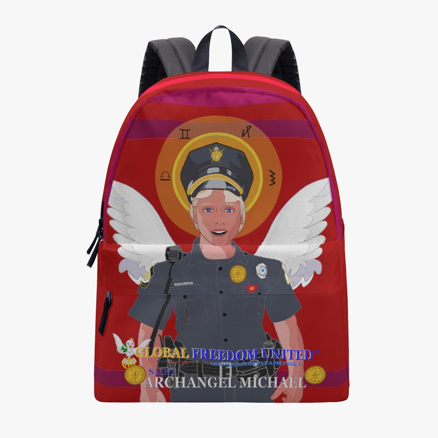 GLOBAL FREEDOM UNITED© Archangel Michael as Policemen English Red - All-over-print Canvas Backpack