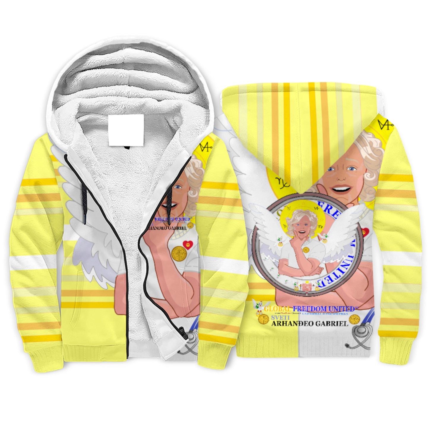Plush Hoodie GLOBAL FREEDOM UNITED© Archangel Gabriel Croatia Yellow