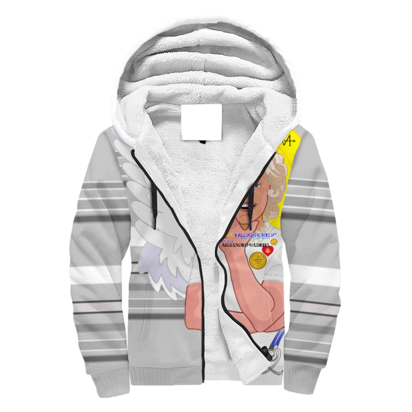 Plush Hoodie GLOBAL FREEDOM UNITED© Archangel Gabriel Croatia Grey