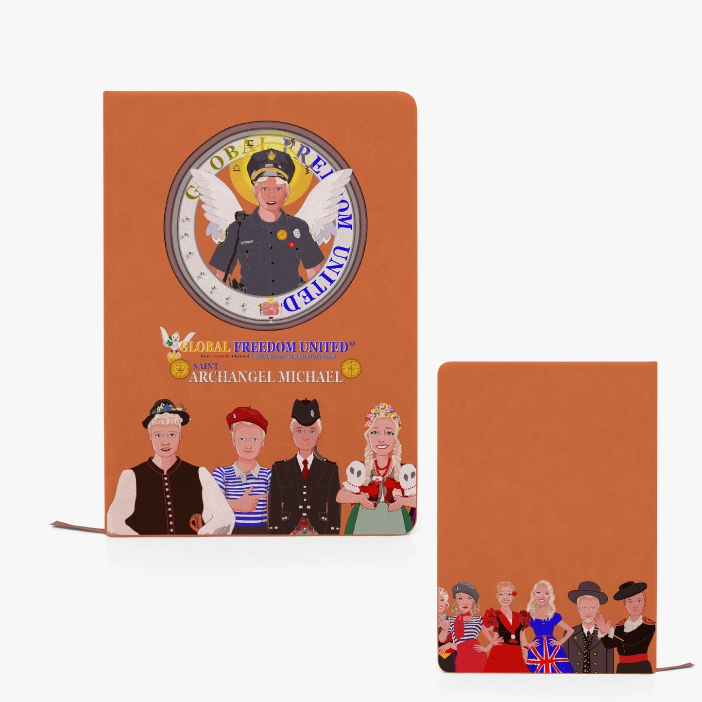 PU Leather Journal Notebook GLOBAL FREEDOM UNITED© Archangel Michael Policemen 1