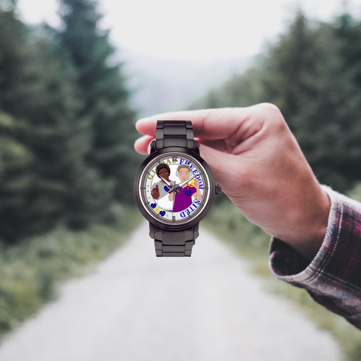 GLOBAL FREEDOM UNITED© New Steel Strap Automatic Watch (With Indicators) Men ANTI FASCISM & RACISM EUROPE