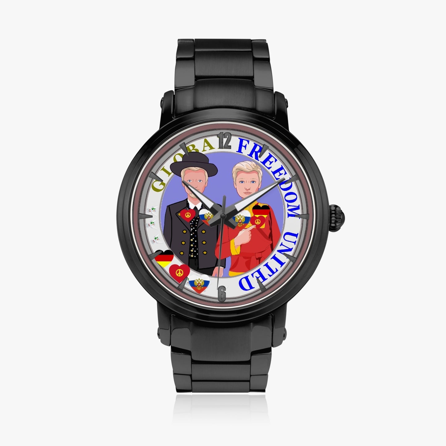 GLOBAL FREEDOM UNITED©  New Steel Strap Automatic Watch (With Indicators) Men Germany & Russia