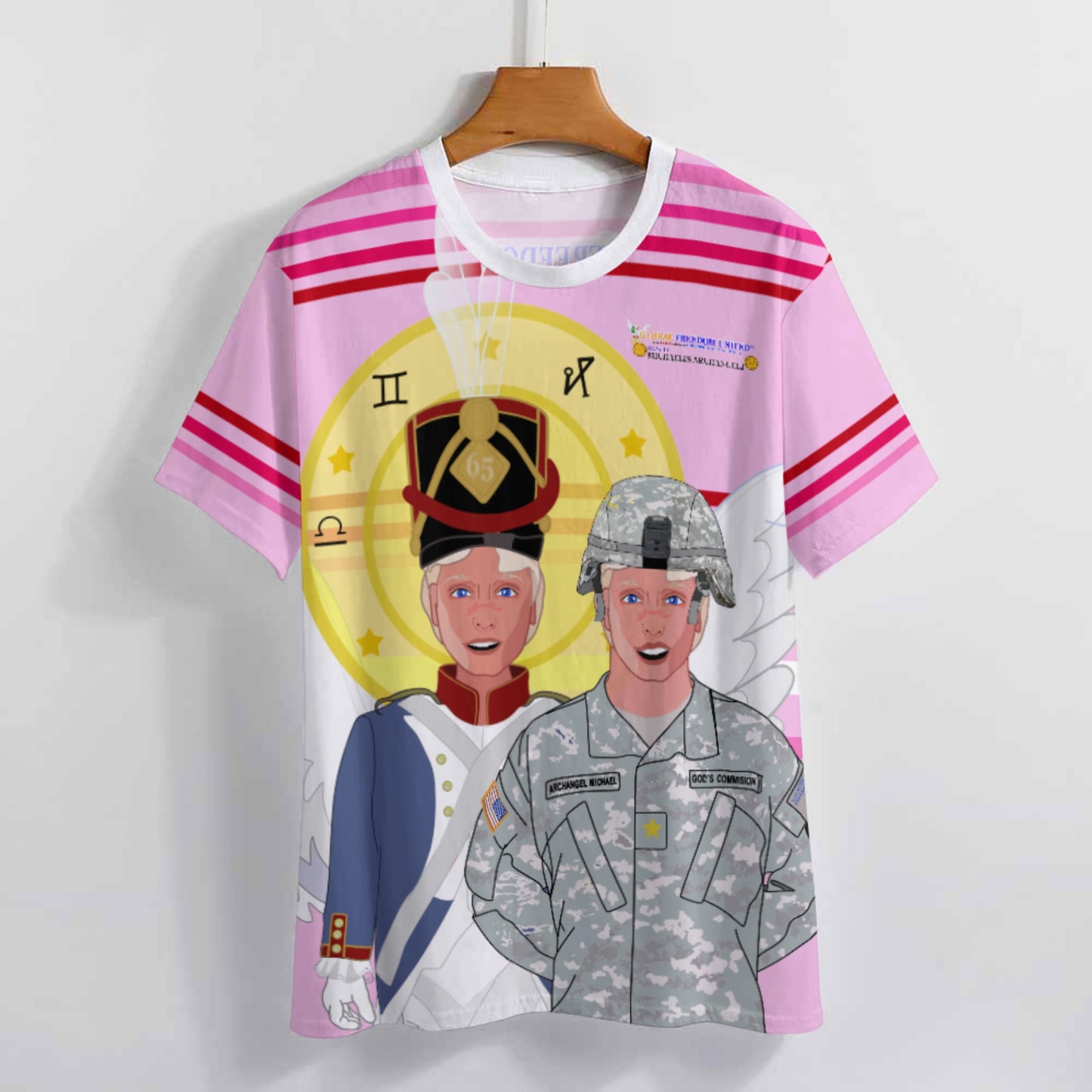 Women´s T-shirt  Global Freedom United© Archangel Michael In Latin V3 Pink1
