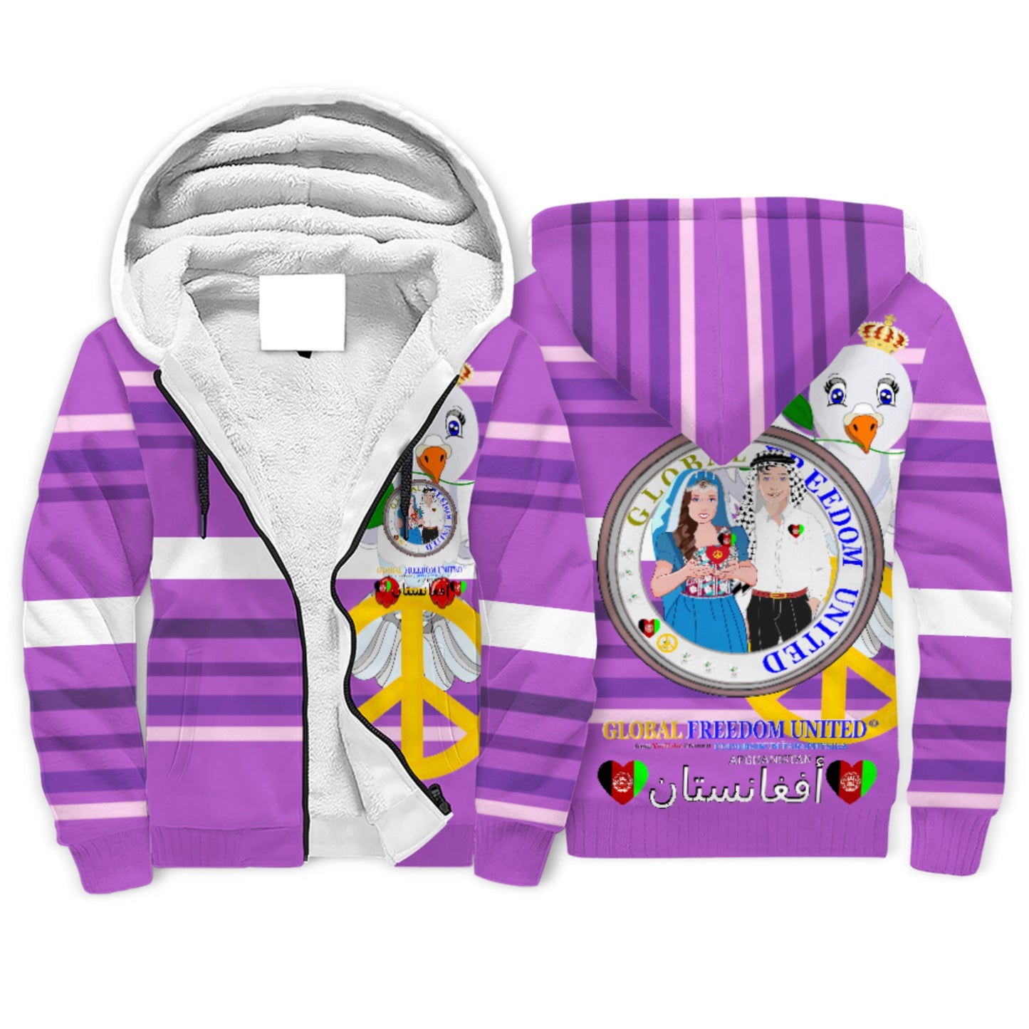 Plush Hoodie GLOBAL FREEDOM UNITED© Couple Afghanistan Lilac