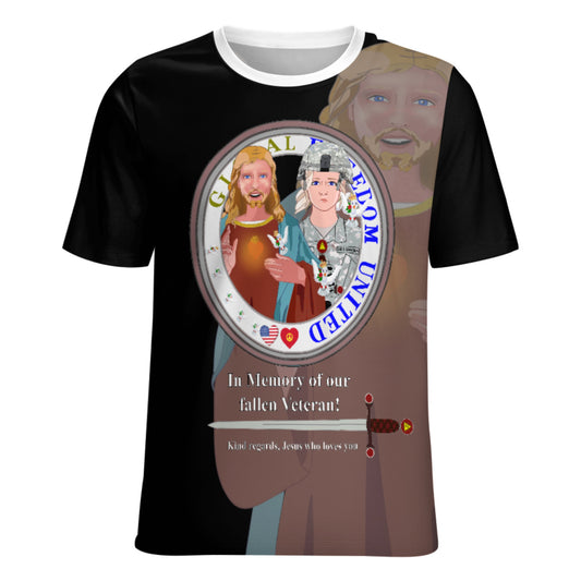 Women´s T-Shirt Black GLOBAL FREEDOM UNITED© Jesus Christ For Fallen Veteran US Afro American Soldiers V1