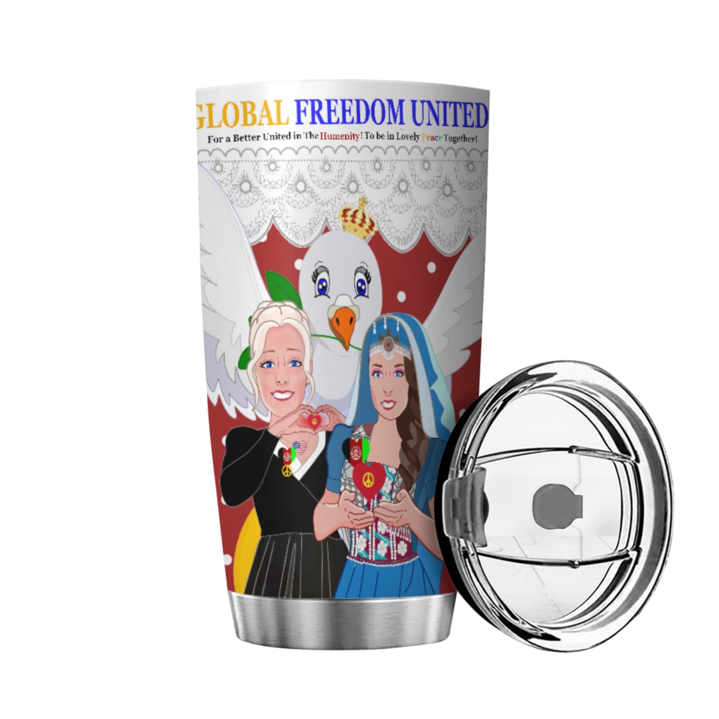 Tumbler GLOBAL FREEDOM UNITED© Women Afghanistan & USA Red