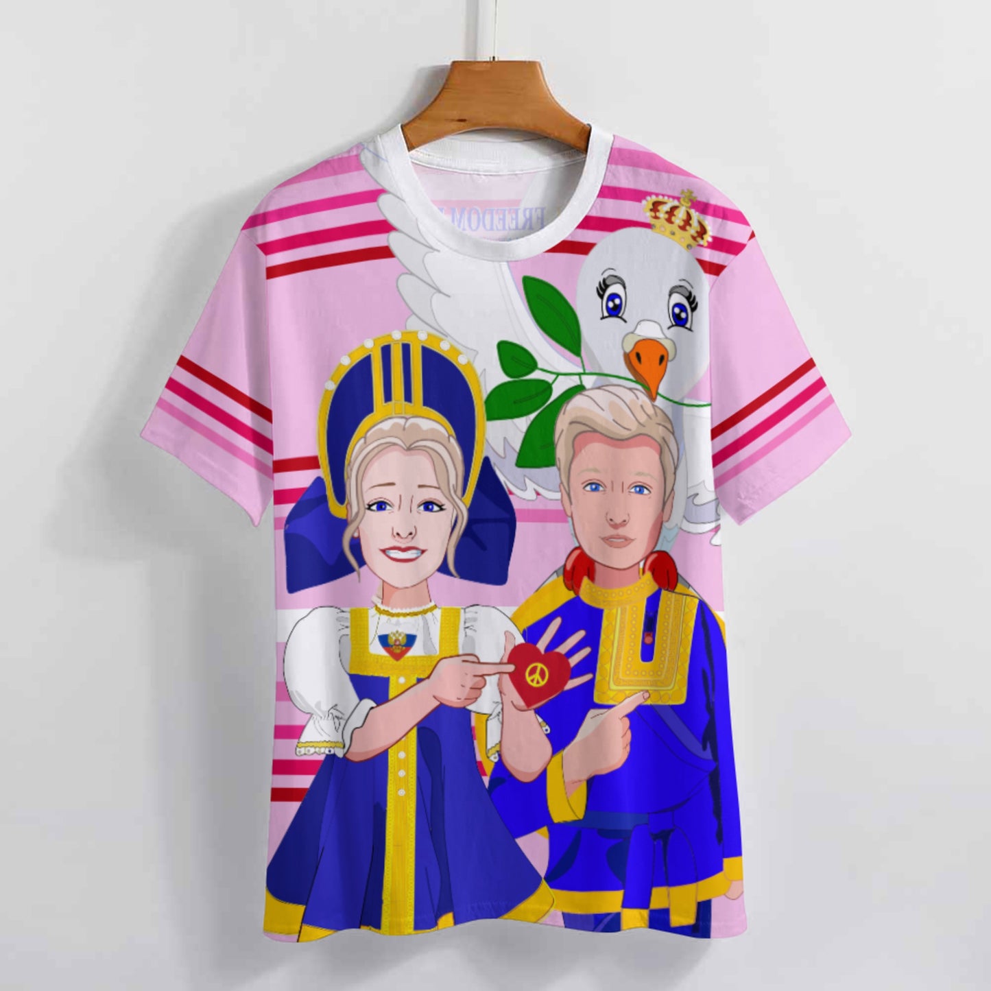 Women´s T-shirt GLOBAL FREEDOM UNITED© Couple Russia Pink1